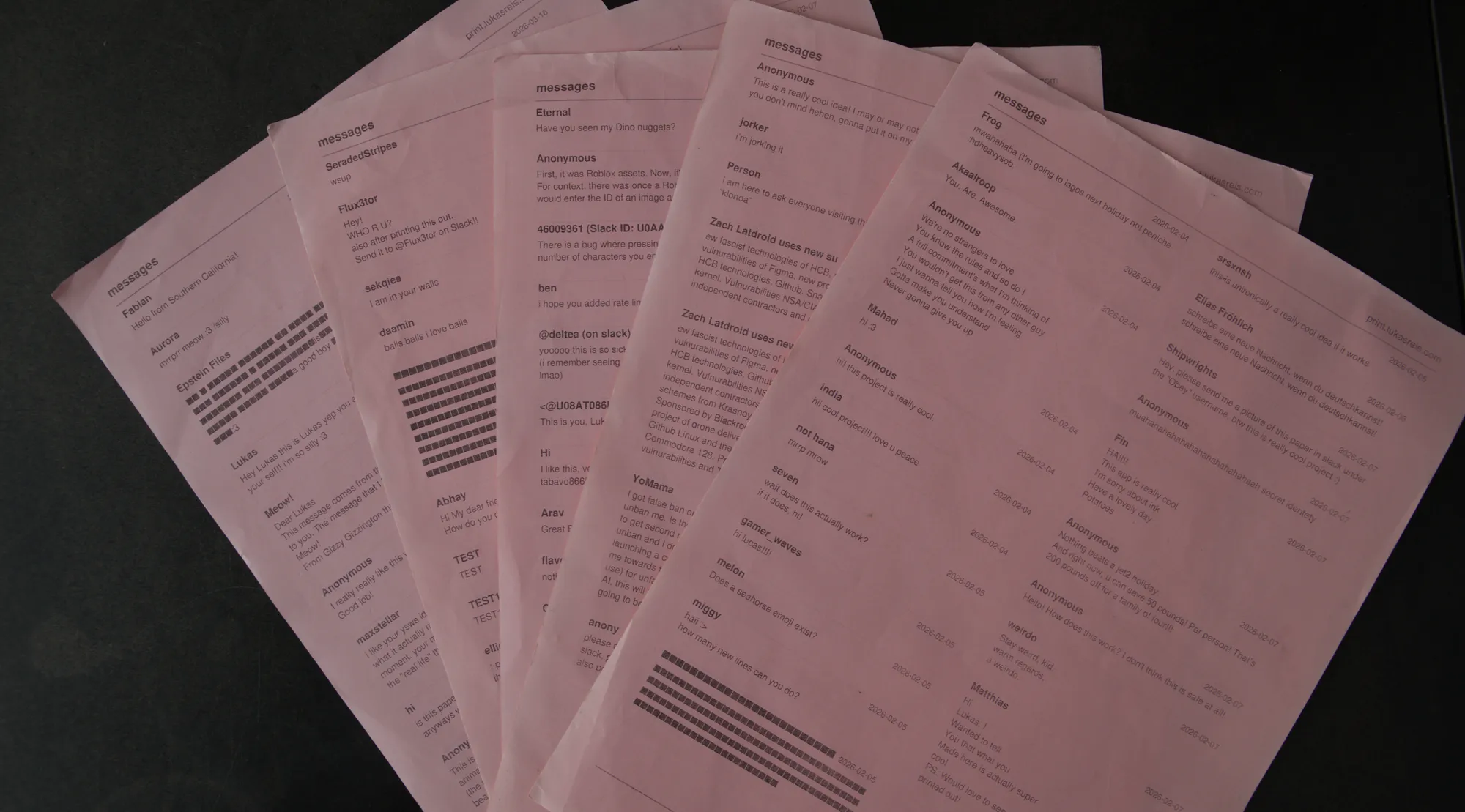 The stack of printed papers